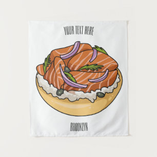 Tenture dessin animé de bagel saumon