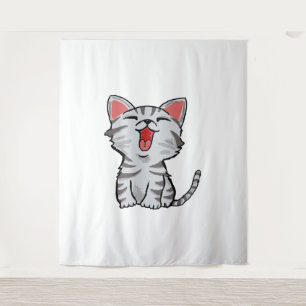 Tenture dessin animé gris chat dessin animé