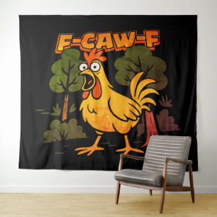 Tenture Dessin de poulet drôle – Animal de dessin animé hu