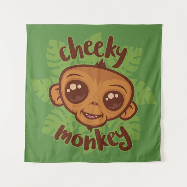 Tenture Dessin de primate de singe mignon (Devant)