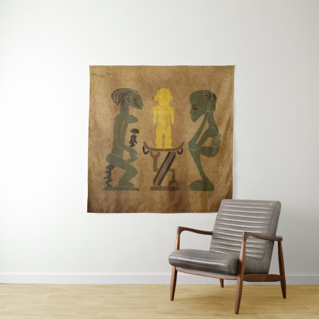 Tenture Dessin tribal africain Abstrait (En situation)