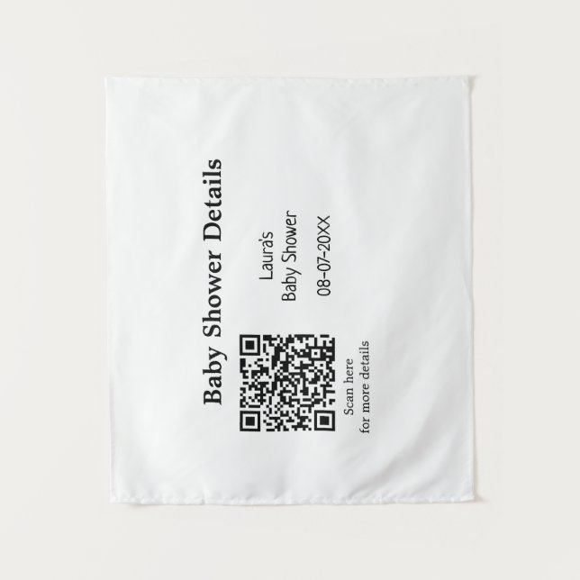 TENTURE DÉTAILS BABY SHOWER CODE QR SCAN MINIMAL MODERNE R (Devant)