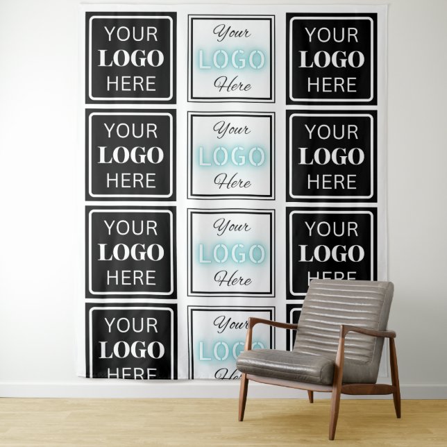 Tenture Deux Logos Événement Blanc Simple (En situation)