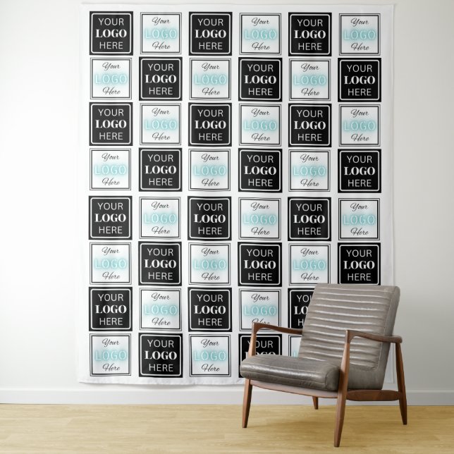 Tenture Deux Logos Événement Carré blanc Simple (En situation)