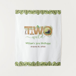 Tenture Deux Wild 2e Anniversaire Jungle Feuilles fond pho