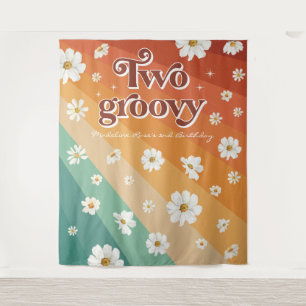 Tenture Deuxième anniversaire Groovy Rétro Daisy Rainbow