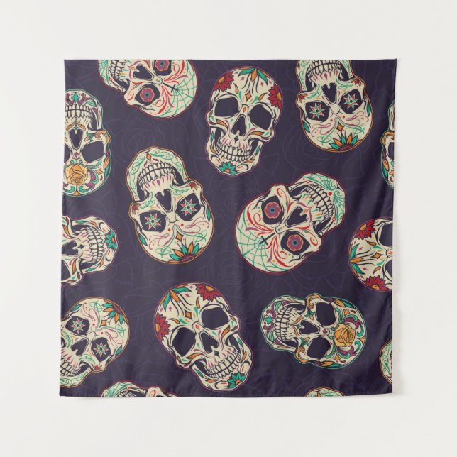 Tenture Dia de los muertos motif sans soudure avec sucre (Devant)