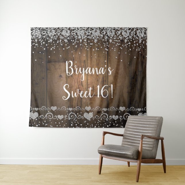 Tenture Diamants de verre de bois rustique Parties scintil (En situation (horizontale))