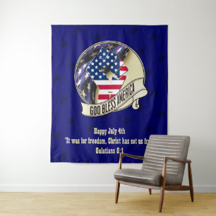 Tenture Dieu bénisse l'Amérique patriotique