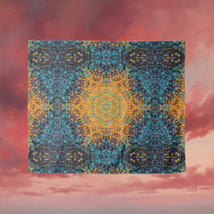 Tenture Digital Mandala jaune bleu et rouge