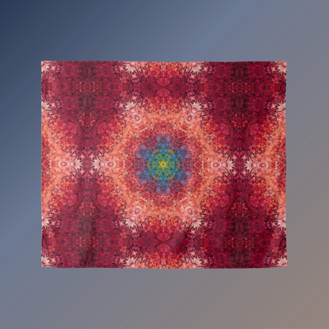 Tenture Digital Mandala Orange bleu et rouge (Créateur téléchargé)