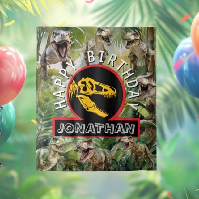 Tenture Dino Anniversaire de la fête (Create unforgettable memories as your little ones explore a prehistoric adventure. Get yours today!)