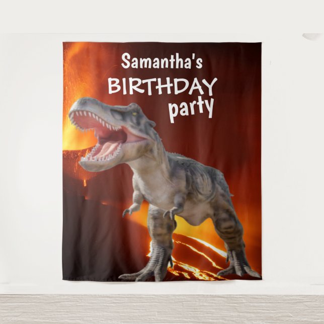 Tenture Dinosaur Fille Maison d'anniversaire Contexte (Devant)