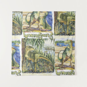Tenture Dinosaure Era : Illustration du paysage aquarelle