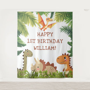 Tenture Dinosaure Vert Vert Anniversaire de fête Contexte