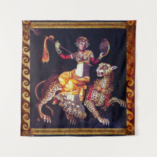 Tenture DIONYSOS AVEC LA SPEAR ÉQUITATION LEOPARD Grecque 
