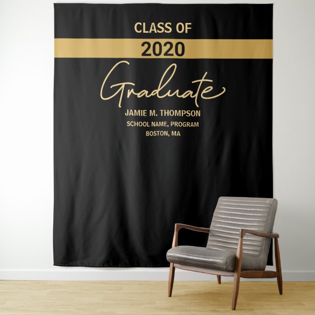 Tenture Diplômé de la promotion noire 2020 graduation (En situation)