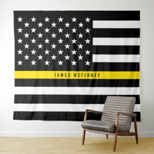 Tenture Dispatcher Thin Yellow Line Drapeau Américain Mono