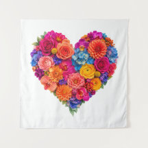 Disposition florale en forme de cœur vibrant de be