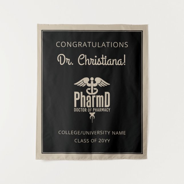 Tenture Docteur PharmD sur mesure de la Fête de Graduation (Devant)