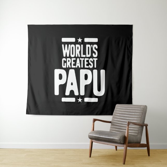 Tenture Don du plus grand Père Papu du monde (En situation (horizontale))