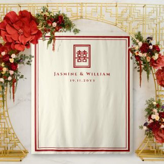 Tenture Double Bonheur Mariage chinois arrière-plan photo