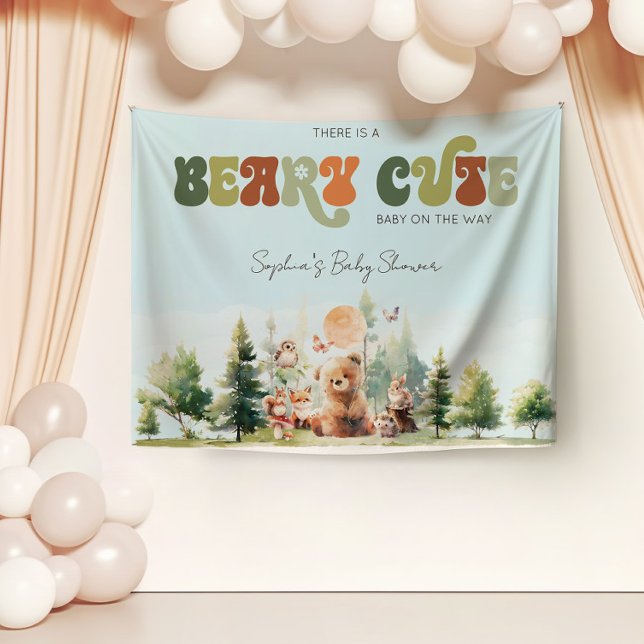 Tenture Douce Fête de Naissance en Forêt Enchantée (Beary Cute Woodland Baby Shower Banner)