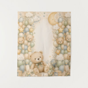 Tenture Douce toile de fond pour Baby Shower Ourson Genr