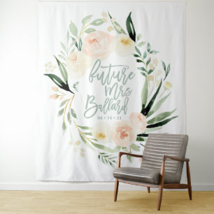 Tenture Douceur + shower de mariage floral aquarelle verte