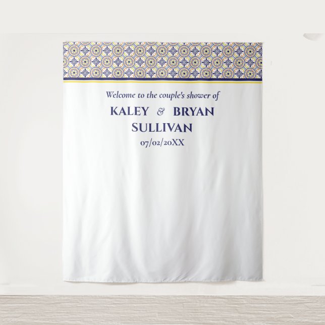 Tenture Douche carrelée jaune de la marine espagnole Photo (Devant)