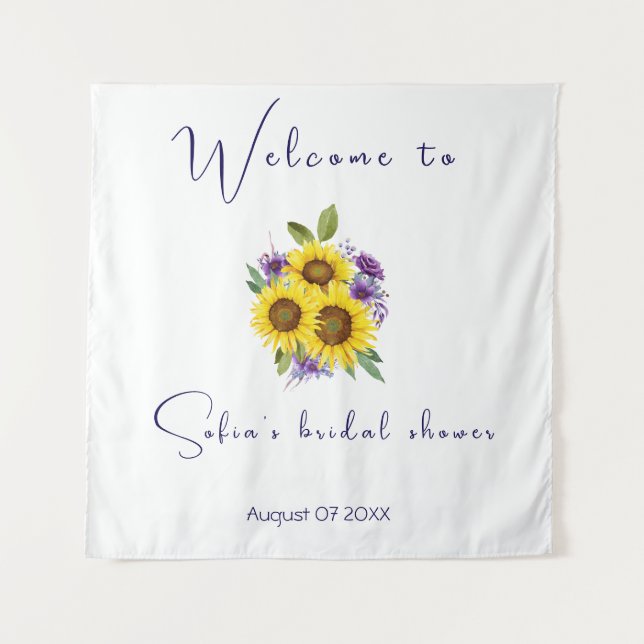 Tenture Douche nuptiale de tournesol à fleurs violettes (Devant)
