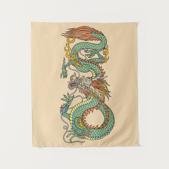Tenture Dragon chinois traditionnel (Devant)