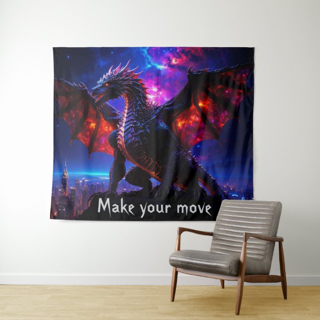 Tenture Dragon City 001 Tapestry (En situation (horizontale))