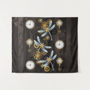 Tenture Dragonflies de Steampunk sur arrière - plan rayé b