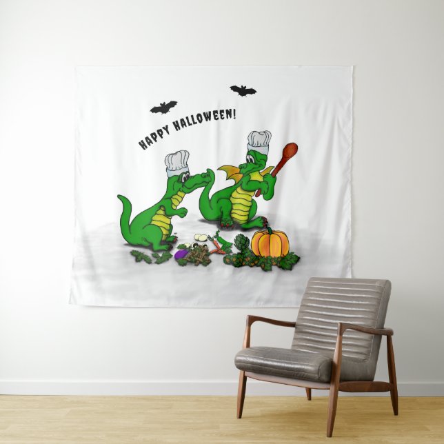 Tenture Dragons - Joyeux Halloween ! Aujourd'hui je vais c (En situation (horizontale))