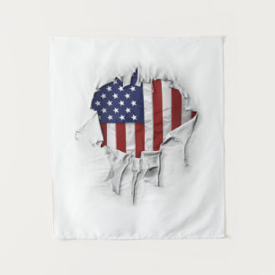 Tenture Drapeau américain déchiré, déchiré et déchiré