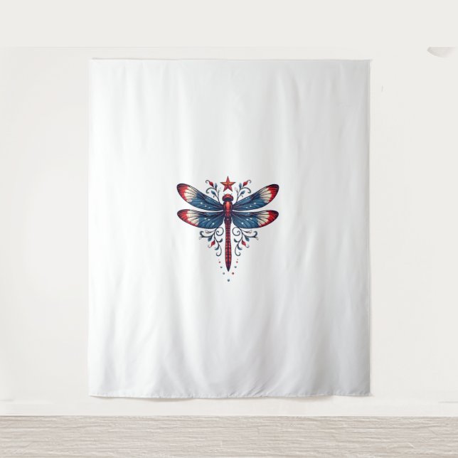 Tenture Drapeau américain libellule Patriotique 4 juillet  (Devant)