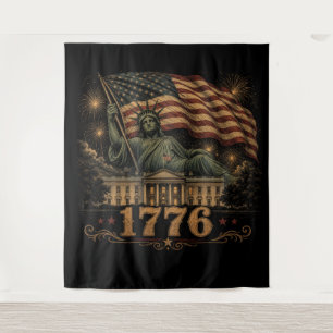 Tenture Drapeau américain patriotique de 1776 Statue de la