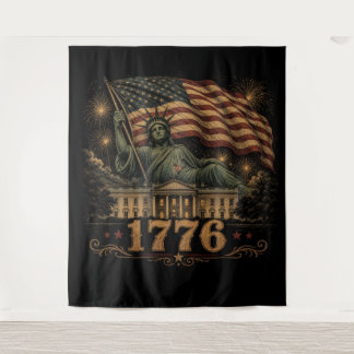 Tenture Drapeau américain patriotique de 1776 Statue de la