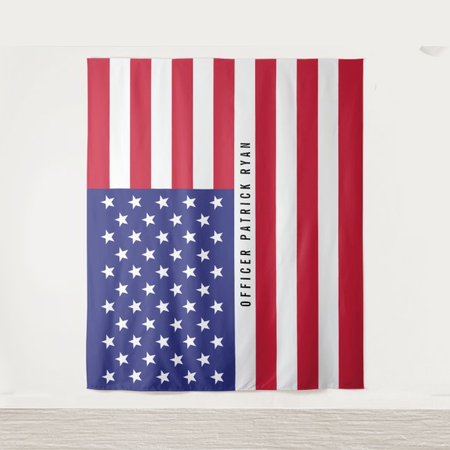Tenture Drapeau américain Rouge Bleu Patriotique (Devant)