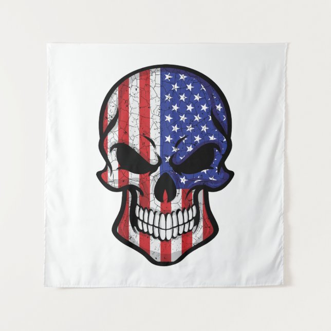 Tenture Drapeau crâne souriant américain (Devant)