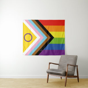 Tenture Drapeau de fierté intersexe de SlipperyJoe's fond 
