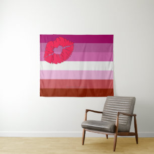 Tenture Drapeau de fierté lesbienne au rouge à lèvres Slip