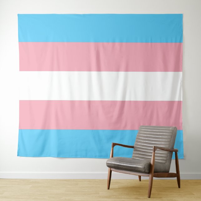Tenture Drapeau de fierté transgenre horizontal (En situation (horizontale))