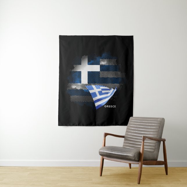 Tenture drapeau de la Grèce (En situation)