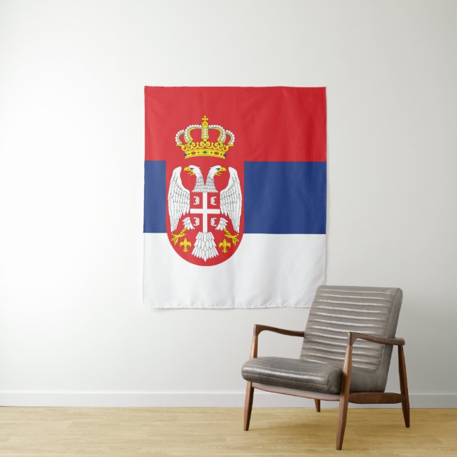 Tenture drapeau de la Serbie (En situation)