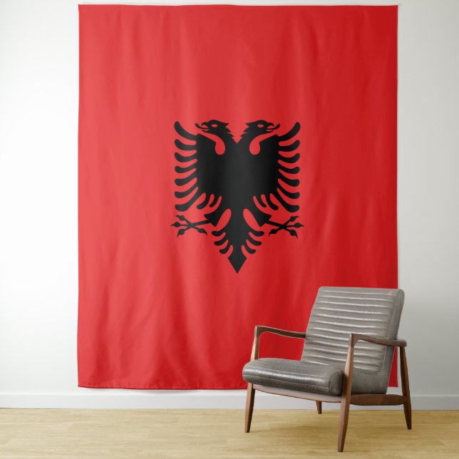 Tenture Drapeau de l'Albanie (En situation)