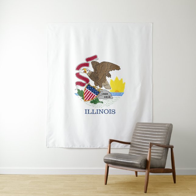 Tenture Drapeau de l'Illinois (En situation)