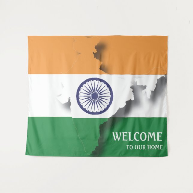 Tenture Drapeau de l'Inde personnalisable (Devant (Horizontal))
