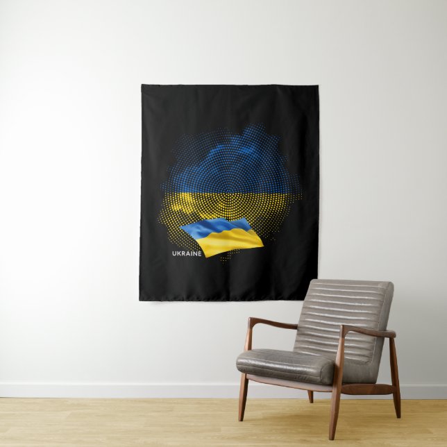 Tenture Drapeau de l'Ukraine (En situation)